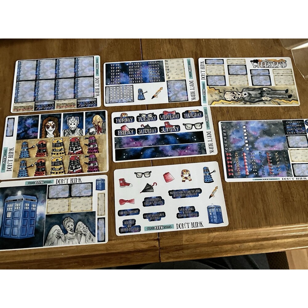 Dr Who Inspired Planner Stickers Complete Kit Set 8 Pages Don’t Blink Daleks